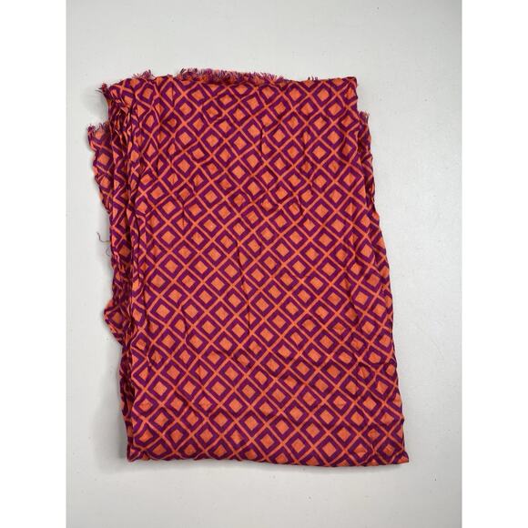 J.Crew Coral Orange Pink Purple Scarf Square Diamond Pattern Lightweight - Picture 2 of 7